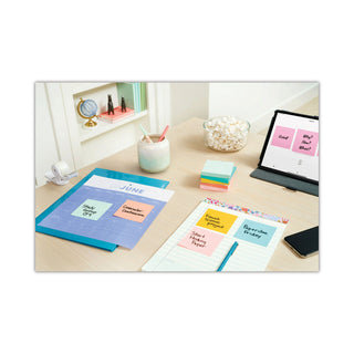 Post-it® Original Pads in Beachside Cafe Collection Colors, 3" x 3", 100 Sheets/Pad, 12 Pads/Pack (MMM654AST)