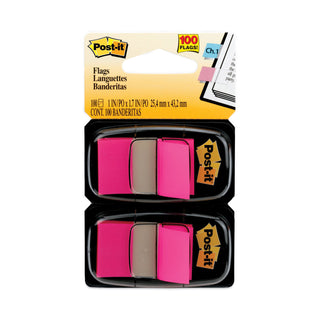 Post-it® Standard Page Flags in Dispenser, Bright Pink, 100 Flags/Dispenser (MMM680BP2)