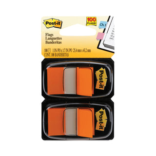 Post-it® Standard Page Flags in Dispenser, Orange, 100 Flags/Dispenser (MMM680OE2)