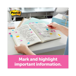 Post-it® Page Flag Value Pack, Assorted, 200 1" Flags + Highlighter with 50 1/2" Flags (MMM680RYBGVA)