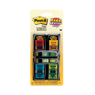 Post-it® Arrow Message 1" Page Flags, 200 "Sign Here", 48 Arrow, Four Colors, 248/Pack (MMM680SH4VA)
