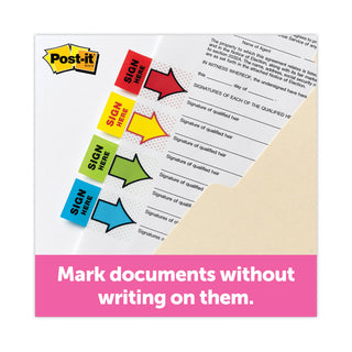 Post-it® Arrow Message 1" Page Flags, 200 "Sign Here", 48 Arrow, Four Colors, 248/Pack (MMM680SH4VA)