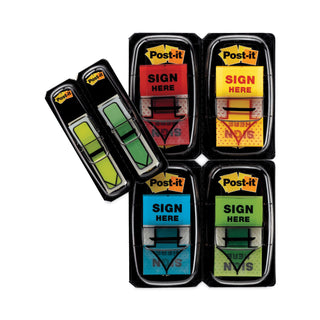 Post-it® Arrow Message 1" Page Flags, 200 "Sign Here", 48 Arrow, Four Colors, 248/Pack (MMM680SH4VA)