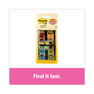 Post-it® Arrow Message 1" Page Flags, 200 "Sign Here", 48 Arrow, Four Colors, 248/Pack (MMM680SH4VA)