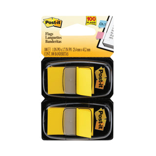 Post-it® Standard Page Flags in Dispenser, Yellow, 100 Flags/Dispenser (MMM680YW2)