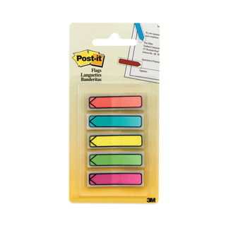 Post-it® Arrow 1/2" Page Flags, Five Assorted Bright Colors, 20/Color, 100/Pack (MMM684ARR2)