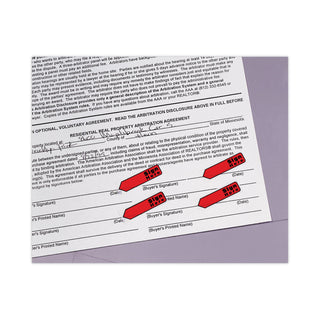 Post-it® Arrow Message 1/2" Page Flags in Dispenser, "Sign Here", Red, 80/Pack (MMM684RDSH)