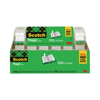 Scotch® Magic Tape in Handheld Dispenser, 1" Core, 0.75" x 54.17 ft, Clear, 6/Pack (MMM6122)