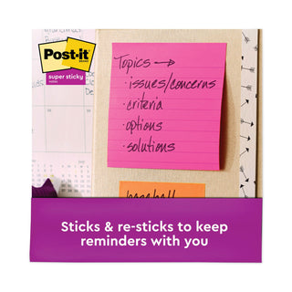 Post-it® Pads in Energy Boost Collection Colors, Note Ruled, 4" x 4", 90 Sheets/Pad, 6 Pads/Pack (MMM6756SSUC)
