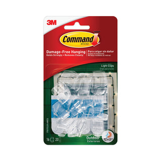 Command™ All Weather Hooks and Strips, Plastic, Small, 16 Clips and 20 Strips/Pack (MMM17017CLRAW)
