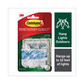 Command™ All Weather Hooks and Strips, Plastic, Small, 16 Clips and 20 Strips/Pack (MMM17017CLRAW)