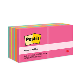 Post-it® Original Pads in Poptimistic Colors, Value Pack, 3" x 3", 100 Sheets/Pad, 14 Pads/Pack (MMM65414AN)