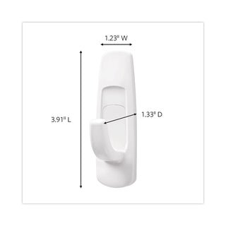 Command™ General Purpose Hooks Multi-Pack, Large, 5 lb Cap, White, 3 Hooks and 6 Strips/Pack (MMM17003VP3PK)