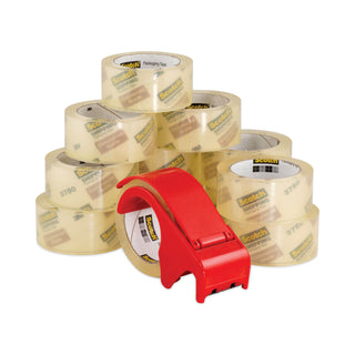 Scotch® 3750 Commercial Grade Packaging Tape with DP300 Dispenser, 3" Core, 1.88" x 54.6 yds, Clear, 12/Pack (MMM375012DP3)