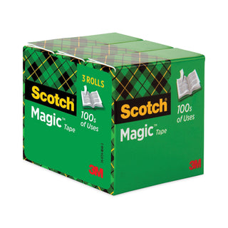 Scotch® Magic Tape Refill, 3" Core, 1" x 72 yds, Clear, 3/Pack (MMM810723PK)