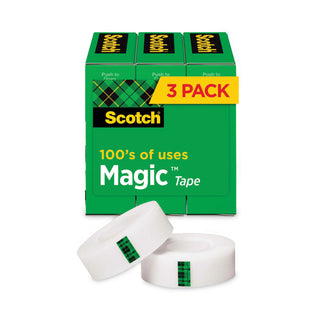Scotch® Magic Tape Refill, 3" Core, 1" x 72 yds, Clear, 3/Pack (MMM810723PK)