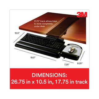 3M™ Knob Adjust Keyboard Tray With Highly Adjustable Platform, Black (MMMAKT80LE)