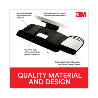 3M™ Knob Adjust Keyboard Tray With Highly Adjustable Platform, Black (MMMAKT80LE)