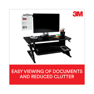 3M™ Swing Arm Copyholder, Adhesive Monitor Mount, 30 Sheet Capacity, Plastic, Black/Silver Clip (MMMDH240MB)