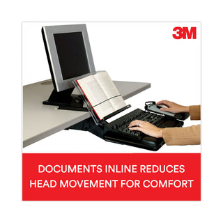 3M™ In-Line Adjustable Desktop Copyholder,150 Sheet Capacity, Plastic, Black/Clear (MMMDH630)