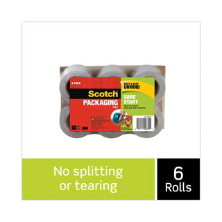 Scotch® Sure Start Packaging Tape for DP1000 Dispensers, 1.5" Core, 1.88" x 75 ft, Clear, 6/Pack (MMMDP1000RF6)