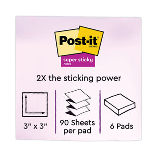 Post-it® Pop-up 3 x 3 Note Refill, 3" x 3", Energy Boost Collection Colors, 90 Sheets/Pad, 6 Pads/Pack (MMMR3306SSUC)