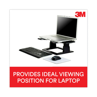 3M™ Adjustable Notebook Riser, 13" x 13" x 4" to 6", Black, Supports 20 lbs (MMMLX500)