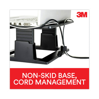 3M™ Adjustable Notebook Riser, 13" x 13" x 4" to 6", Black, Supports 20 lbs (MMMLX500)