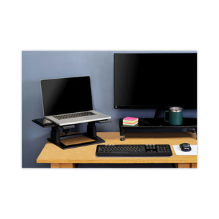 3M™ Adjustable Notebook Riser, 13" x 13" x 4" to 6", Black, Supports 20 lbs (MMMLX500)