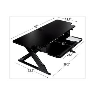 3M™ Precision Standing Desk, 42" x 23.2" x 6.2" to 20", Black (MMMSD70B)