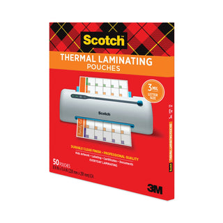 Scotch® Laminating Pouches, 3 mil, 9" x 11.5", Gloss Clear, 50/Pack (MMMTP385450)