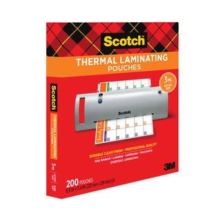 Scotch® Laminating Pouches, 3 mil, 9" x 11.5", Gloss Clear, 200/Pack (MMMTP3854200)