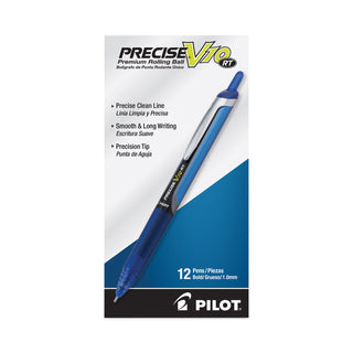 Pilot® Precise V10RT Retractable Roller Ball Pen, Bold 1 mm, Blue Ink/Barrel, Dozen (PIL13453)