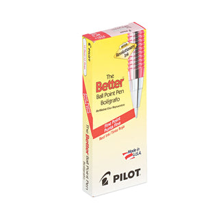 Pilot® Better Stick Ballpoint Pen, Fine 0.7mm, Red Ink, Translucent Red Barrel, Dozen (PIL37011)