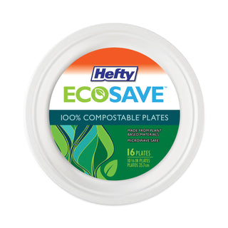 Hefty® Super Strong Paper Dinnerware, 10 1/8" Plate, Bagasse, 16/Pack (RFPD710160CBT)
