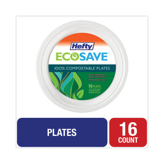 Hefty® Super Strong Paper Dinnerware, 10 1/8" Plate, Bagasse, 16/Pack (RFPD710160CBT)