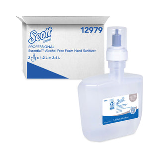 Scott® Essential Alcohol-Free Foam Hand Sanitizer, 1,200 mL, Unscented, 2/Carton (KIM12979)