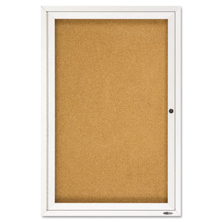 Quartet® Enclosed Bulletin Board, Natural Cork/Fiberboard, 24 x 36, Silver Aluminum Frame (QRT2363)