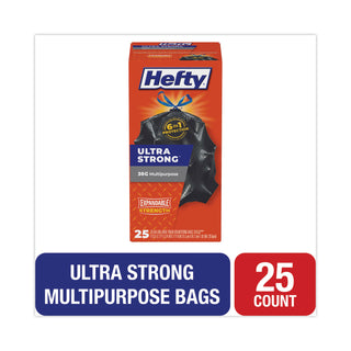 Hefty® Ultra Flex Waste Bags, 30 gal, 1.05 mil, 6" x 2.1", Black, 150/Carton (RFPE80627)