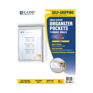 C-Line® Cubicle Keepers Polyproplyene Holders with Velcro&reg;, 8 1/2x11, 2 Holders/Pack (CLI38911)