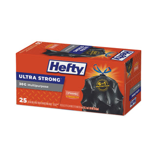 Hefty® Ultra Flex Waste Bags, 30 gal, 1.05 mil, 6" x 2.1", Black, 150/Carton (RFPE80627)