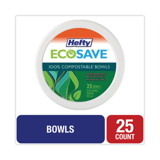 Hefty® Super Strong Paper Dinnerware, 16 oz Bowl, Bagasse, 25/Pack (RFPD71625CBT)