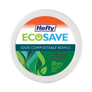 Hefty® Super Strong Paper Dinnerware, 16 oz Bowl, Bagasse, 25/Pack (RFPD71625CBT)