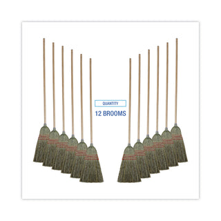 Boardwalk® Mixed Fiber Maid Broom, Mixed Fiber Bristles, 55" Overall Length, Natural, 12/Carton (BWK920YCT)