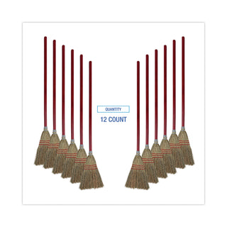 Boardwalk® Corn Fiber Lobby/Toy Broom, Corn Fiber Bristles, 39" Overall Length, Red, 12/Carton (BWK951TCT)