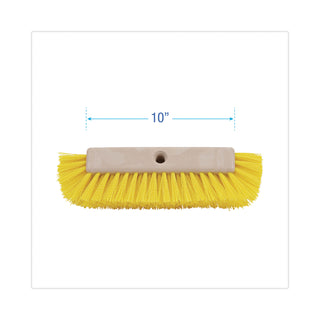 Boardwalk® Dual-Surface Scrub Brush, Yellow Polypropylene Bristles, 10" Brush, Plastic Handle (BWK3410)