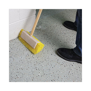 Boardwalk® Dual-Surface Scrub Brush, Yellow Polypropylene Bristles, 10" Brush, Plastic Handle (BWK3410)