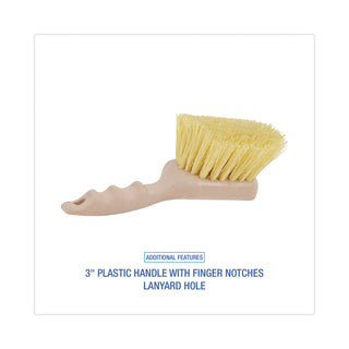 Boardwalk® Utility Brush, Cream Polypropylene Bristles, 5.5 Brush, 3" Tan Plastic Handle (BWK4308)