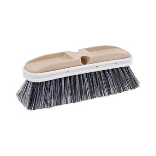 Boardwalk® Polystyrene Vehicle Brush with Vinyl Bumper, Black/White Polystyrene Bristles, 10" Brush (BWK8410)