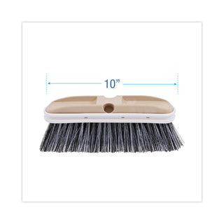 Boardwalk® Polystyrene Vehicle Brush with Vinyl Bumper, Black/White Polystyrene Bristles, 10" Brush (BWK8410)
